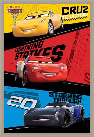 Framed Framed Red, Blue & Yellow Trio - Cars 3