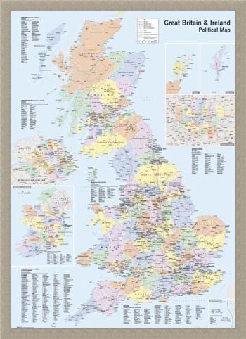 Framed Framed UK & Ireland - Political Map