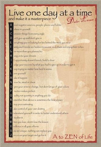 Framed Framed Live One Day At A Time - The A-Z of Life by The Dalai Lama