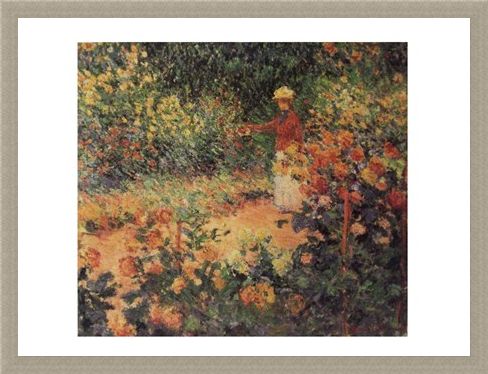 Framed Framed Artist in the Garden of Giverny - Claude Monet