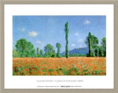 Framed Framed Poppy Field - Claude Monet