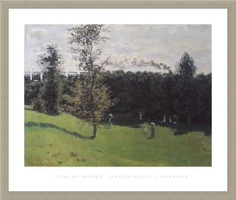 Framed Framed Train in the Countryside - Claude Monet
