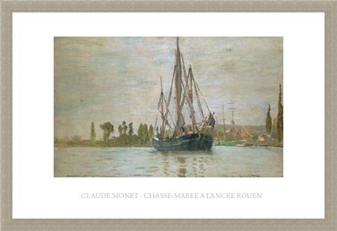 Framed Framed Chasse-Maree a L'ancre Rouen - Claude Monet