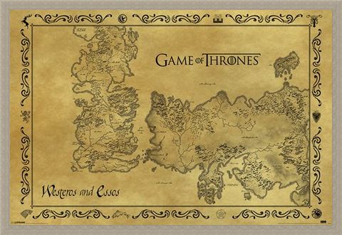 Framed Framed Antique Map - Game Of Thrones