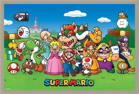 Framed Framed Super Mario Collage - Mushroom Kingdom