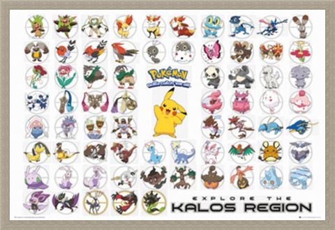 Framed Framed Pokemon Kalos Region - Gotta Catch Them All