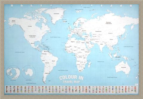 Framed Framed Colour In - World Map