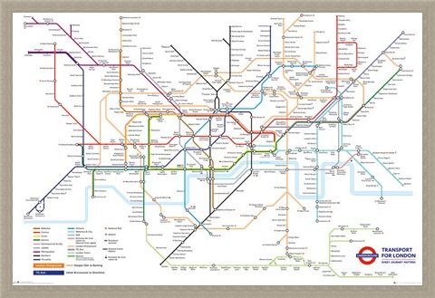 Framed Framed Underground Map - Transport For London