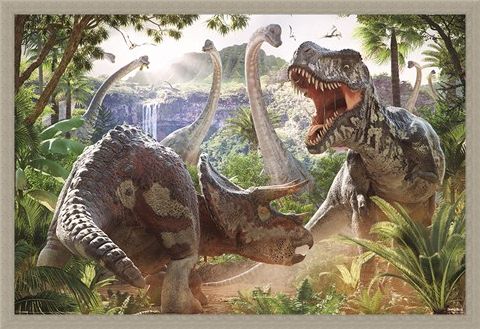Framed Framed Dinosaur Battle - David Penfound
