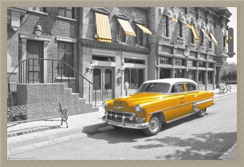 Framed Framed Taxi! - Yellow Cab In Manhattan