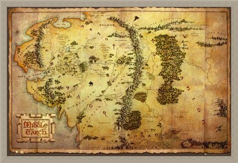 Framed Framed Map of Middle Earth - The Hobbit
