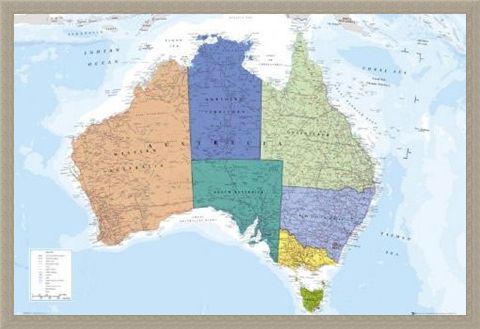 Framed Framed The World's Smallest Continent - Map Of Australia