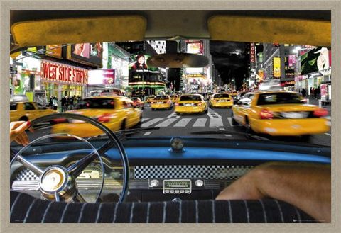 Framed Framed Times Square Taxi - New York