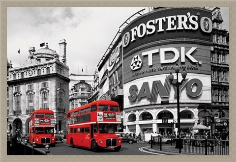 Framed Framed Piccadilly Circus - Red Buses