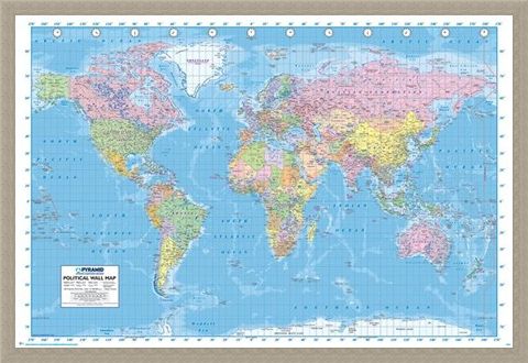 Framed Framed Political World Map - Map of the World
