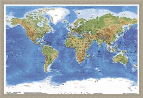 Framed Framed Planetary Visions - Map of the Earth