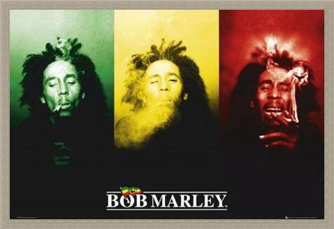 Framed Framed Ganja in Green, Red and Gold - Bob Marley