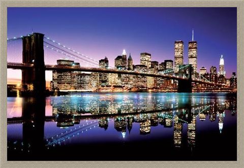 Framed Framed Twilight Technicolor - Brooklyn Bridge