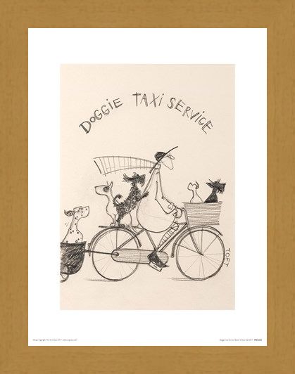 Framed Framed Doggie Taxi Service Sketch - Sam Toft