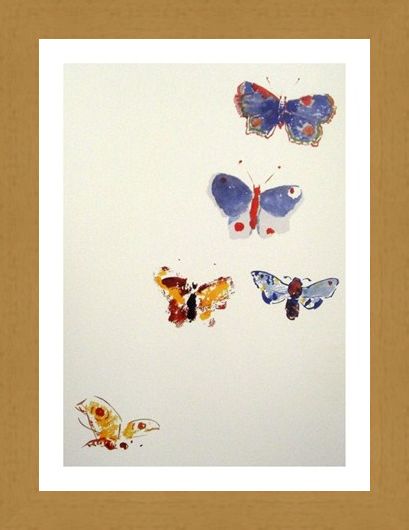 Framed Framed Five Butterflies - Odilon Redon