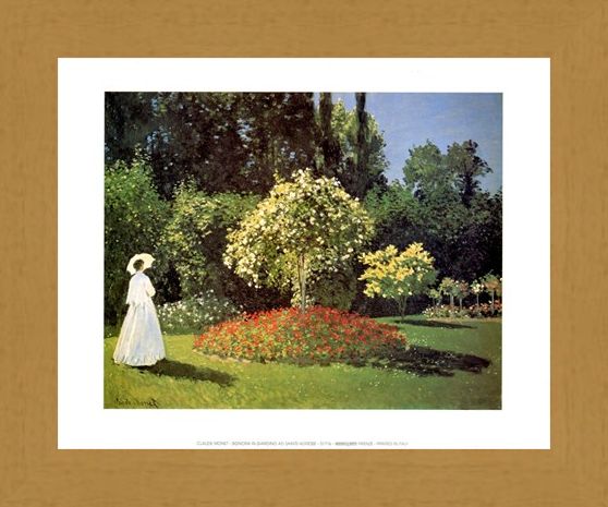 Framed Framed Woman in the Garden at Sainte Adresse - Claude Monet