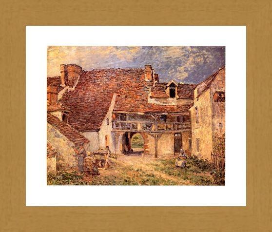 Framed Framed La Cour De Ferme - Alfred Sisley