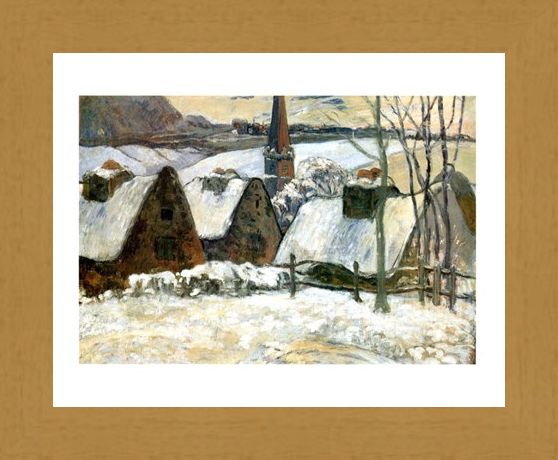 Framed Framed Village Breton Sous La Neige - Paul Gauguin