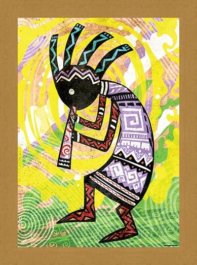 Framed Framed Kokopelli - Ancient Fertility God