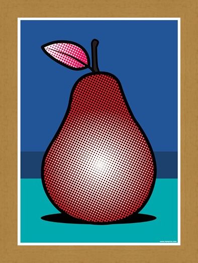 Framed Framed A Pop Art Pear - Red Fruit