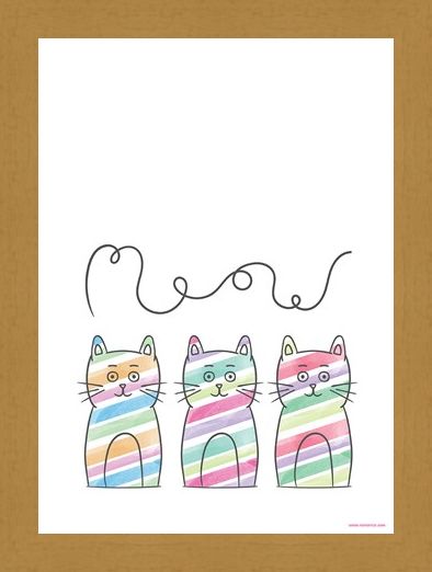 Framed Framed Meow - Stripy Trio