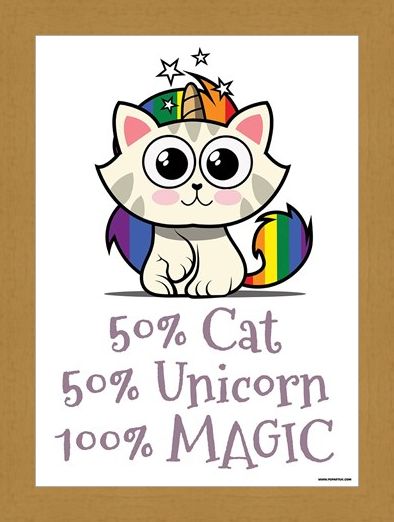 Framed Framed Rainbow Kitty - 50% Cat, 50% Unicorn, 100% Magic