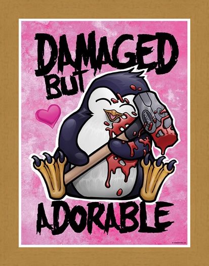 Framed Framed Damaged But Adorable - Psycho Penguin