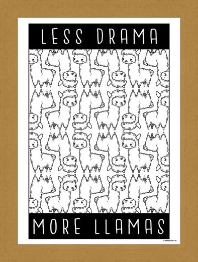 Framed Framed Less Drama More Llamas - Furry Frenzy