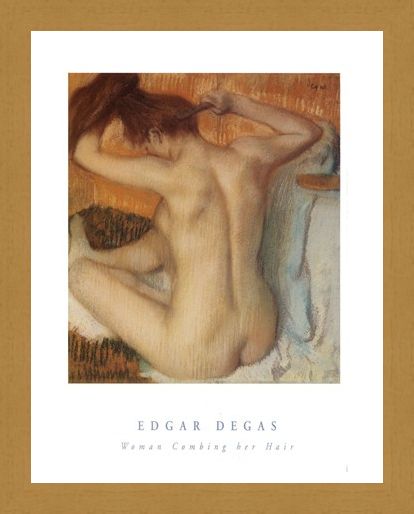 Framed Framed Woman Combing her Hair - Edgar Degas