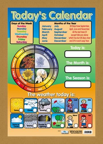 Framed Framed Today's Calendar - Educational Children's Chart