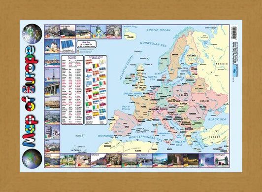 Framed Framed Map Of Europe - Educational Map