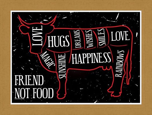 Framed Framed Friend Not Food - Vegetarian Hugs