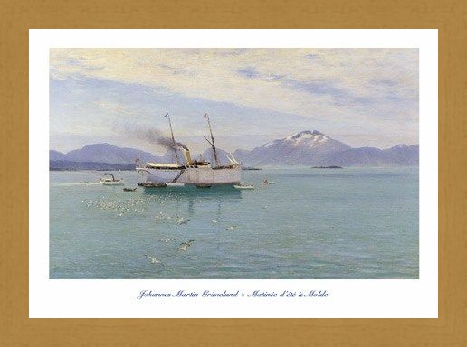 Framed Framed Matinée d'Eté à Molde (Morning on the Moldefjord) - Johannes Martin Grimelund