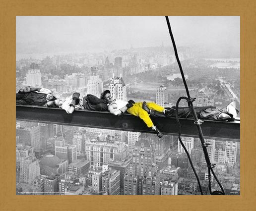 Framed Framed Yellow Highlight - Men on a Girder