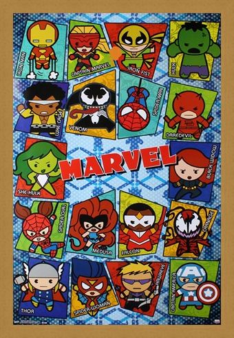 Framed Framed Kawaii Grid - Marvel