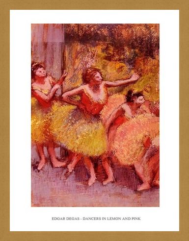 Framed Framed Dancers in Lemon & Pink - Edgar Degas