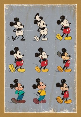 Framed Framed Mickey Mouse Evolution - Walt Disney