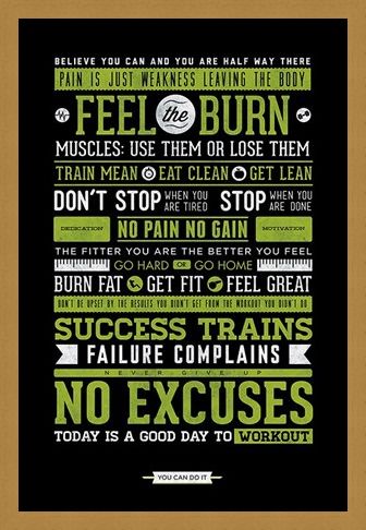 Framed Framed Gym Motivation - No Excuses