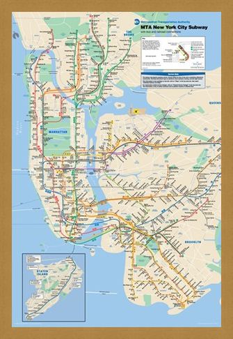 Framed Framed New York Subway - Subway Map of New York