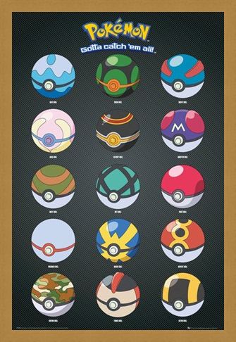 Framed Framed Pokeballs - Pokemon