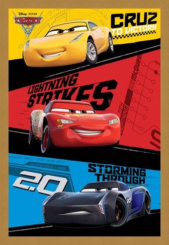 Framed Framed Red, Blue & Yellow Trio - Cars 3