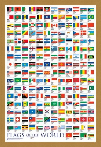 Framed Framed Flags Of The World - Educational