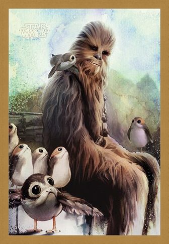 Framed Framed Chewbacca & Porgs - The Last Jedi