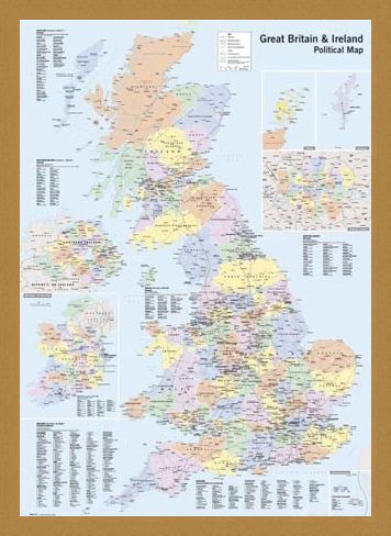 Framed Framed UK & Ireland - Political Map