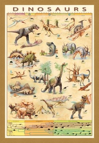 Framed Framed Dinosaurs Species - Jurassic Age Timeline